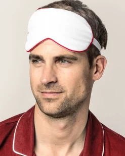 Women Petite Plume Adult's Twill Sleep Mask in White with Red Piping