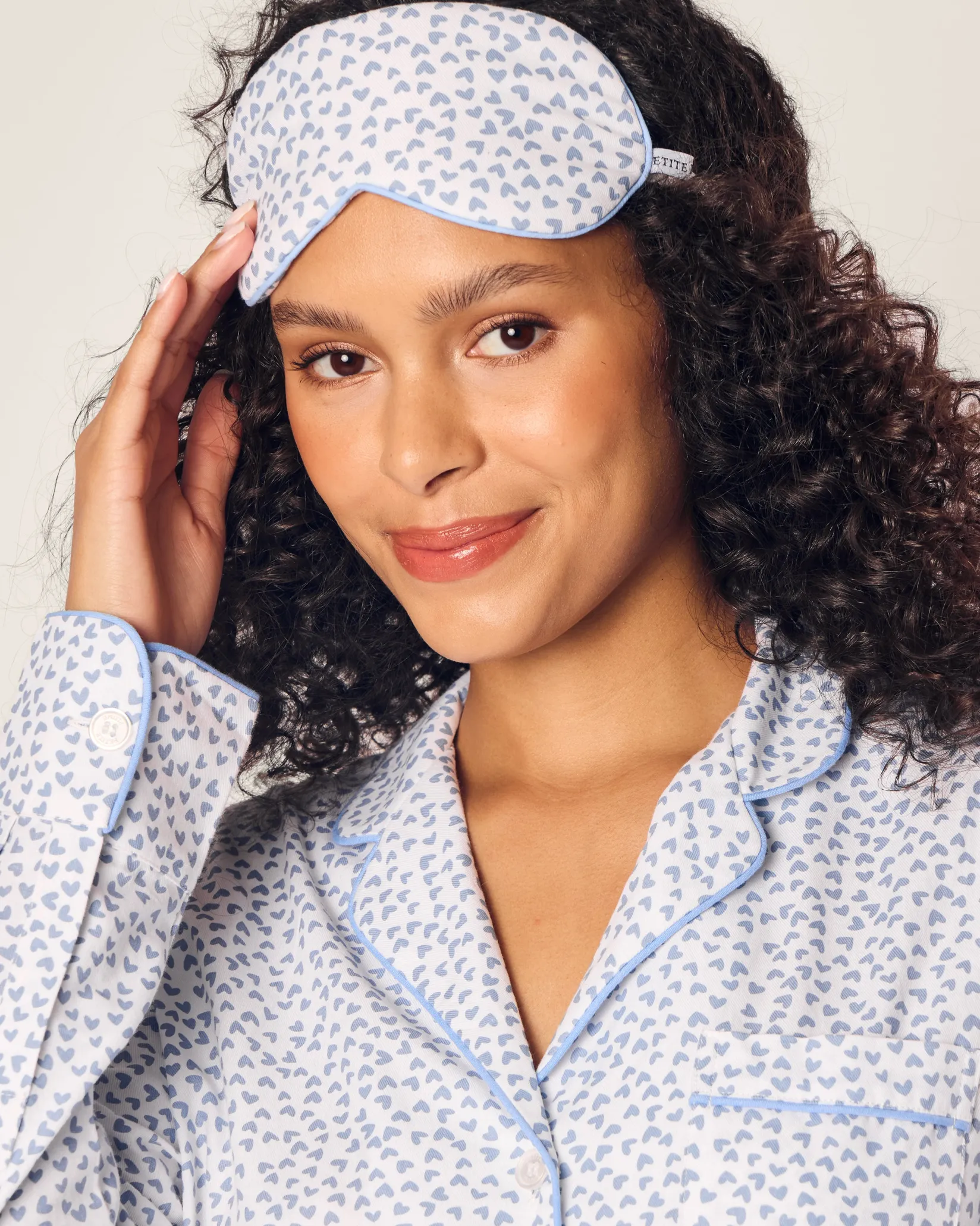 Women Petite Plume Adult's Twill Sleep Mask in Bluehearts