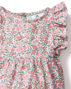 Petite Plume Baby Twill Ruffled Romper in Fleurs de Rose