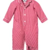 Petite Plume Baby's Flannel Romper in Red Mini Gingham