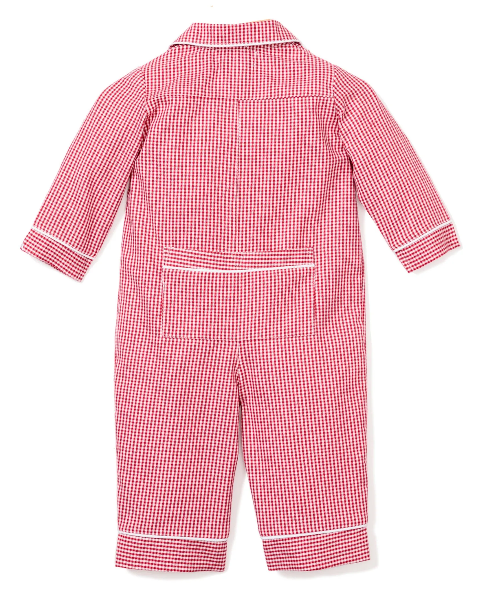 Petite Plume Baby's Flannel Romper in Red Mini Gingham