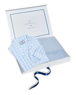Petite Plume Baby's Light Blue Gingham Classic Romper & Cashmere Blanket Gift Set