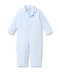 Petite Plume Baby's Light Blue Gingham Classic Romper & Cashmere Blanket Gift Set