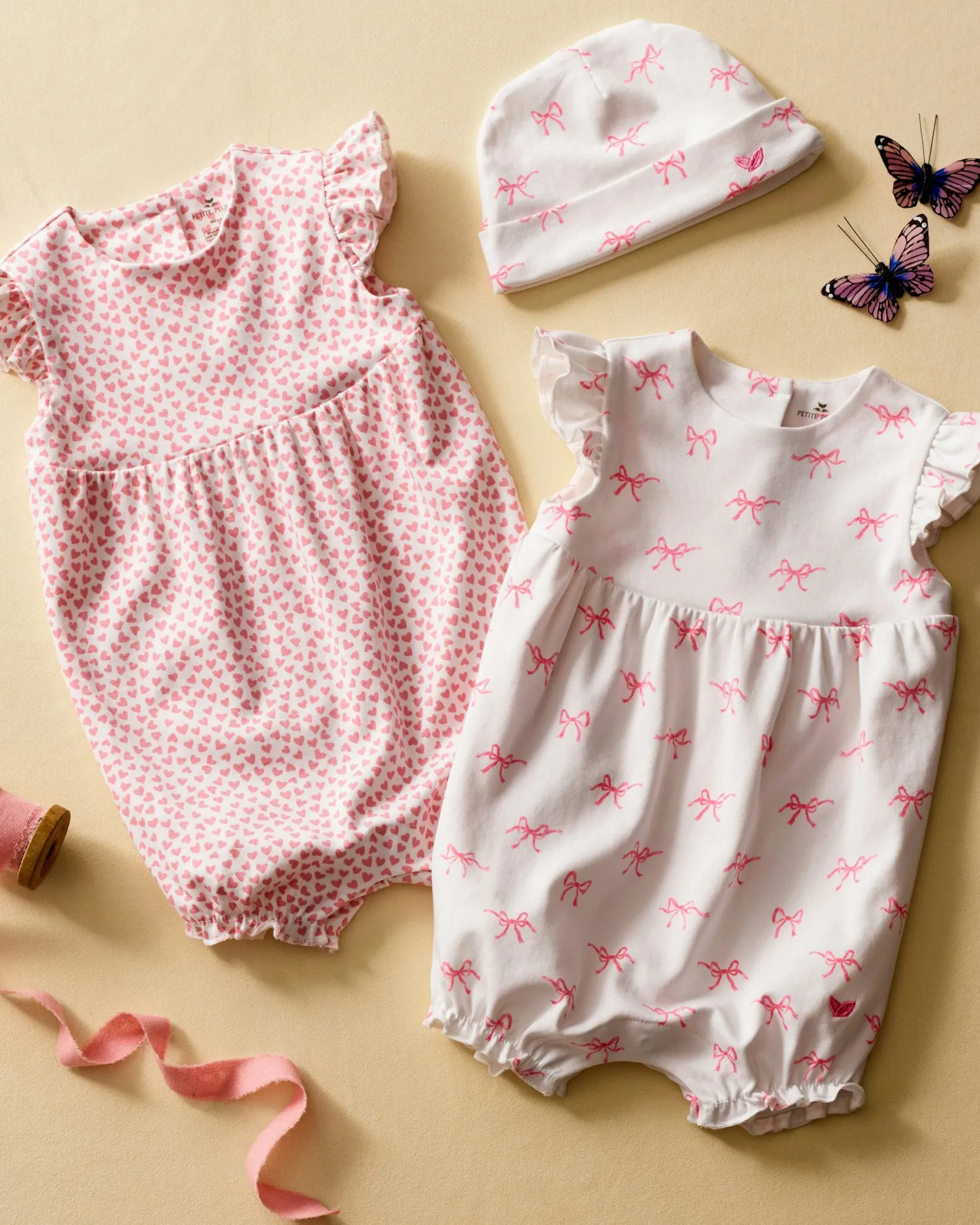 Petite Plume Baby's Pima Isla Play Romper in Cherry Orchard