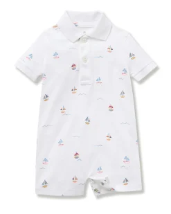 Petite Plume Baby's Pima Louis Play Romper in La Mer