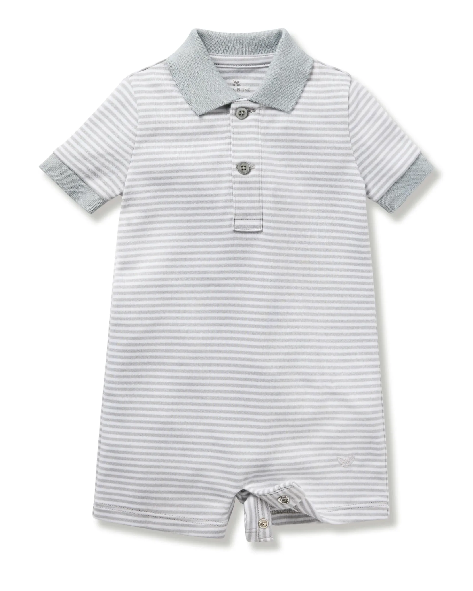 Petite Plume Baby's Pima Louis Play Romper in Grey Stripes