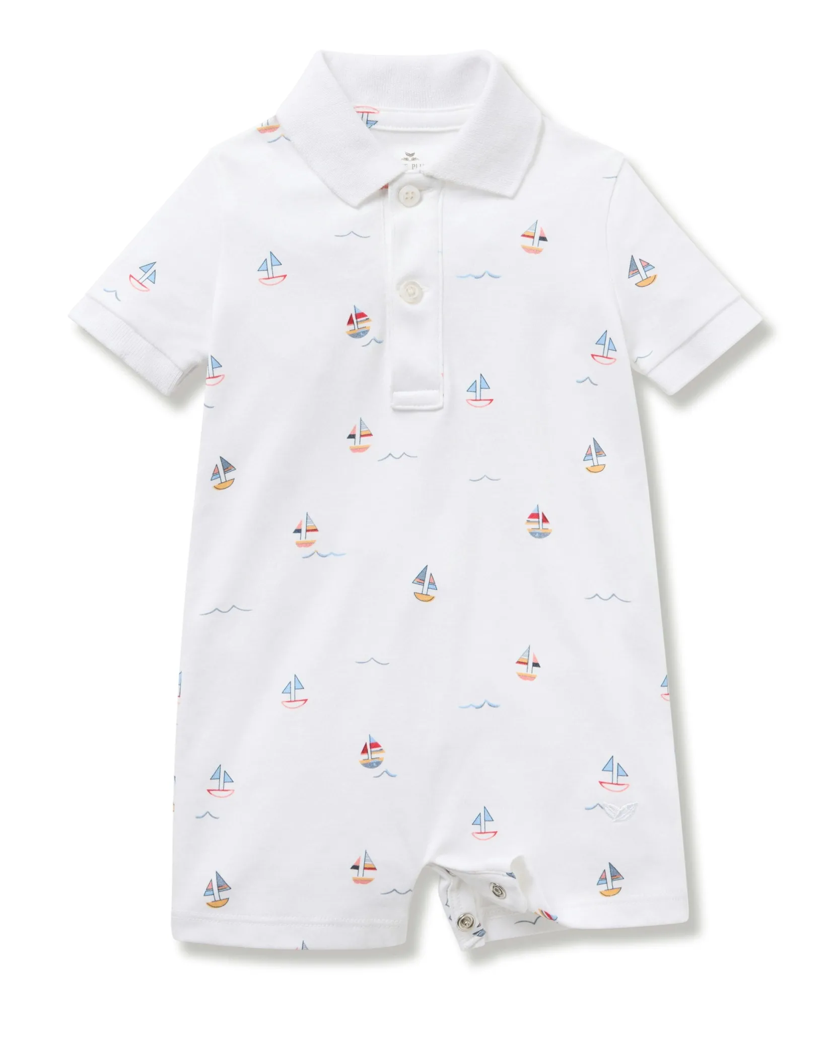 Petite Plume Baby's Pima Louis Play Romper in Grey Stripes