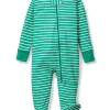 Petite Plume Baby's Pima Romper in Green Stripe