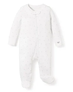 Petite Plume Baby's Pima Romper in Grey Stars
