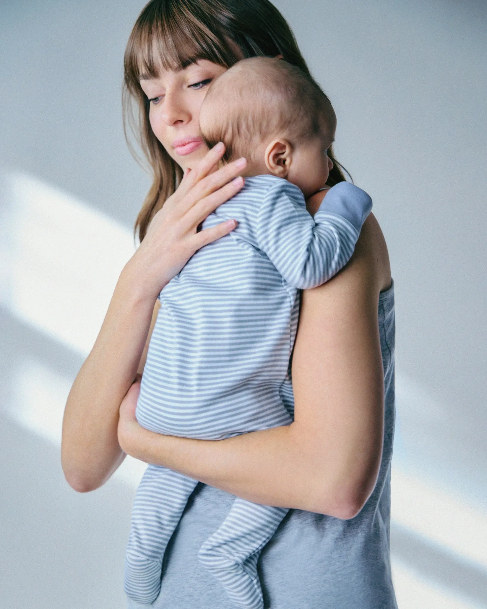 Petite Plume Baby's Pima Romper in Grey Stripes