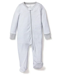 Petite Plume Baby's Pima Romper in Grey Stripes
