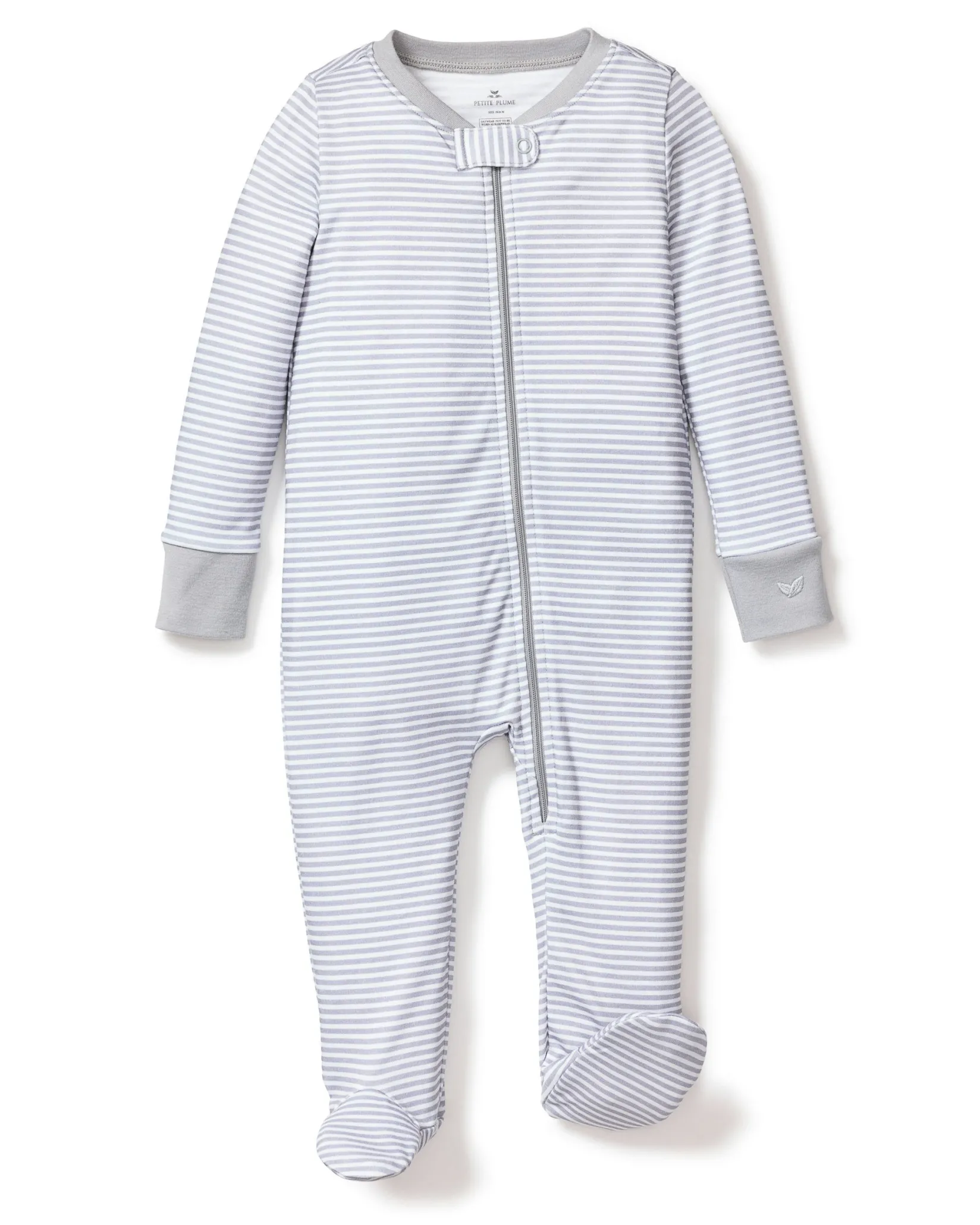 Petite Plume Baby's Pima Romper in Grey Stripes
