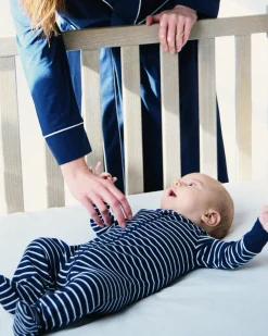 Petite Plume Baby's Pima Romper in Grey Stripes