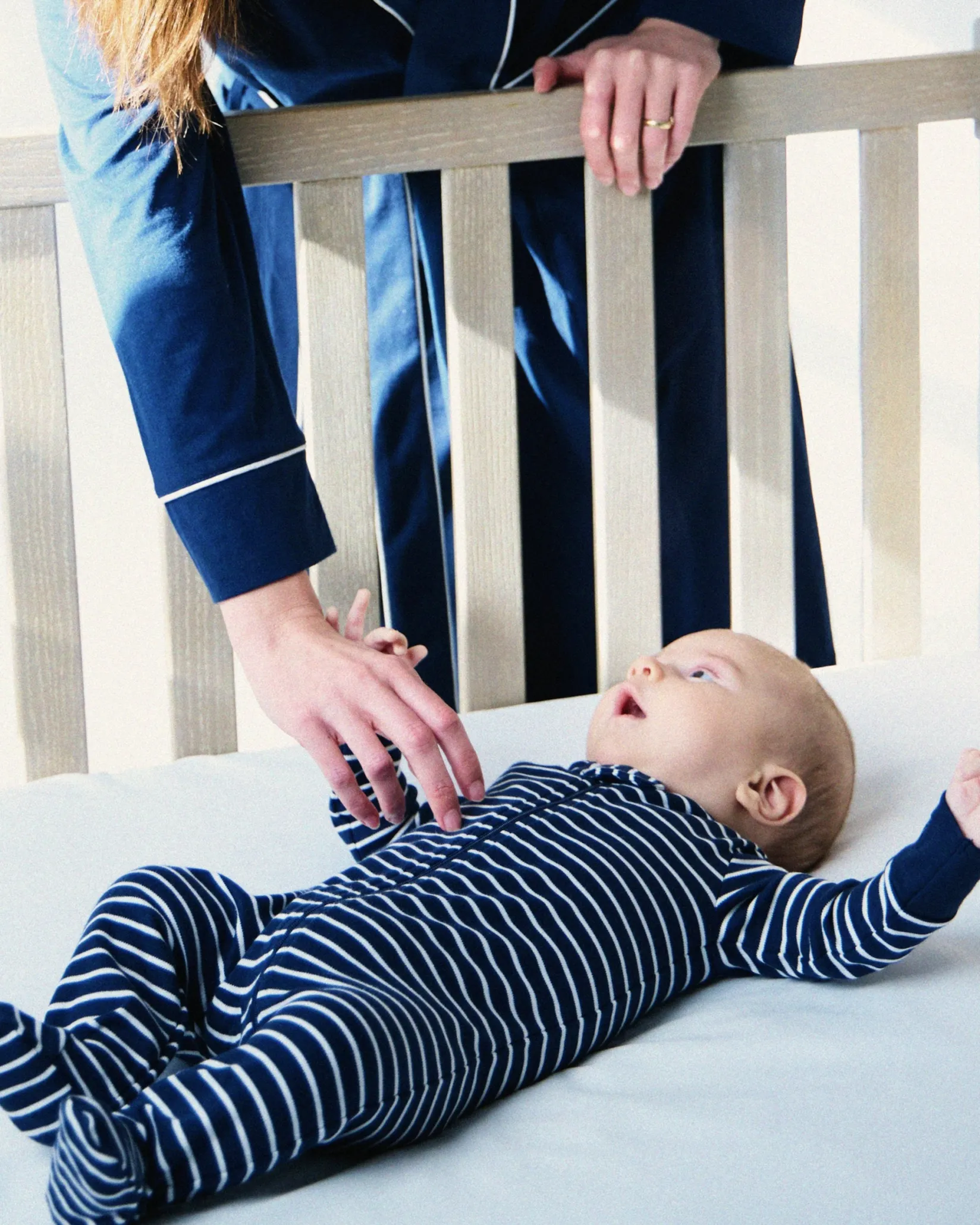 Petite Plume Baby's Pima Romper in Grey Stripes