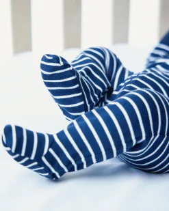 Petite Plume Baby's Pima Romper in Grey Stripes