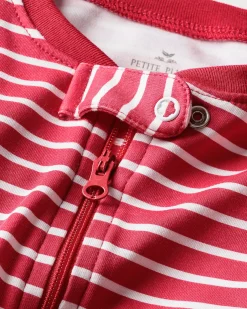 Petite Plume Baby's Pima Romper in Red Stripe