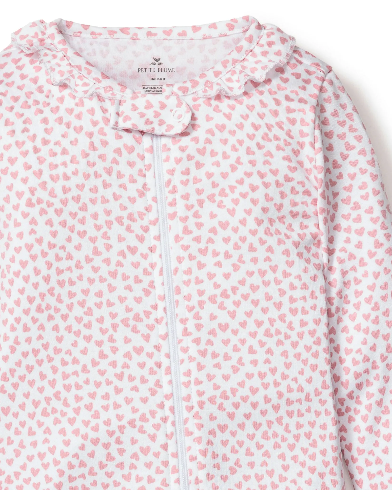 Petite Plume Baby's Pima Ruffle Collar Romper in Cherry Orchard