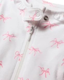 Petite Plume Baby's Pima Ruffle Collar Romper in Cherry Orchard