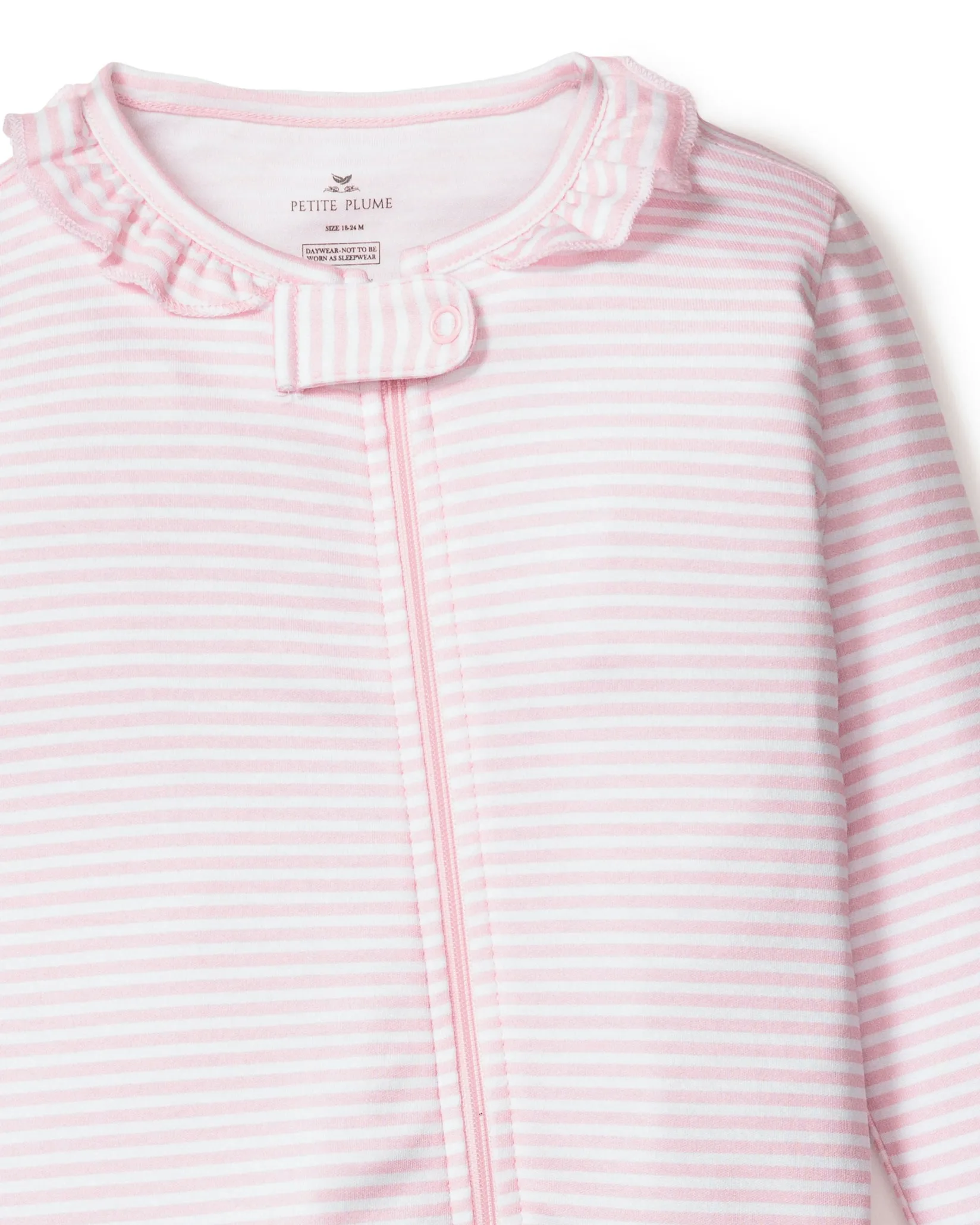 Petite Plume Baby's Pima Ruffle Collar Romper in Blushing Bows