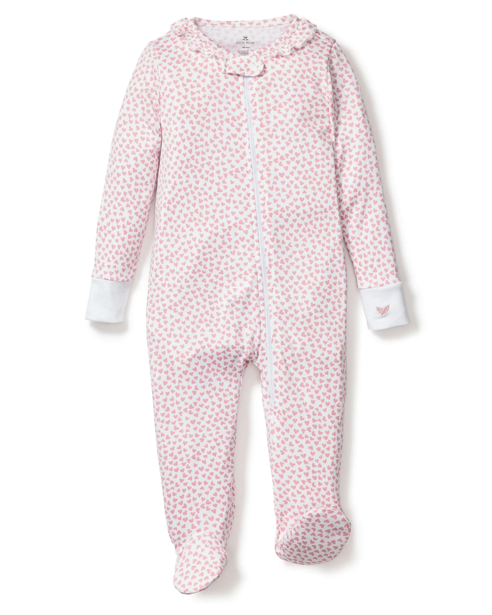 Petite Plume Baby's Pima Ruffle Collar Romper in Blushing Bows