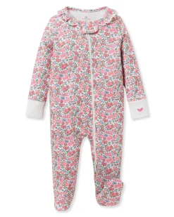 Petite Plume Baby's Pima Ruffle Collar Romper in Fleurs des Bois