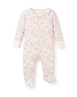 Petite Plume Baby's Pima Ruffle Collar Romper in Fleurs des Bois