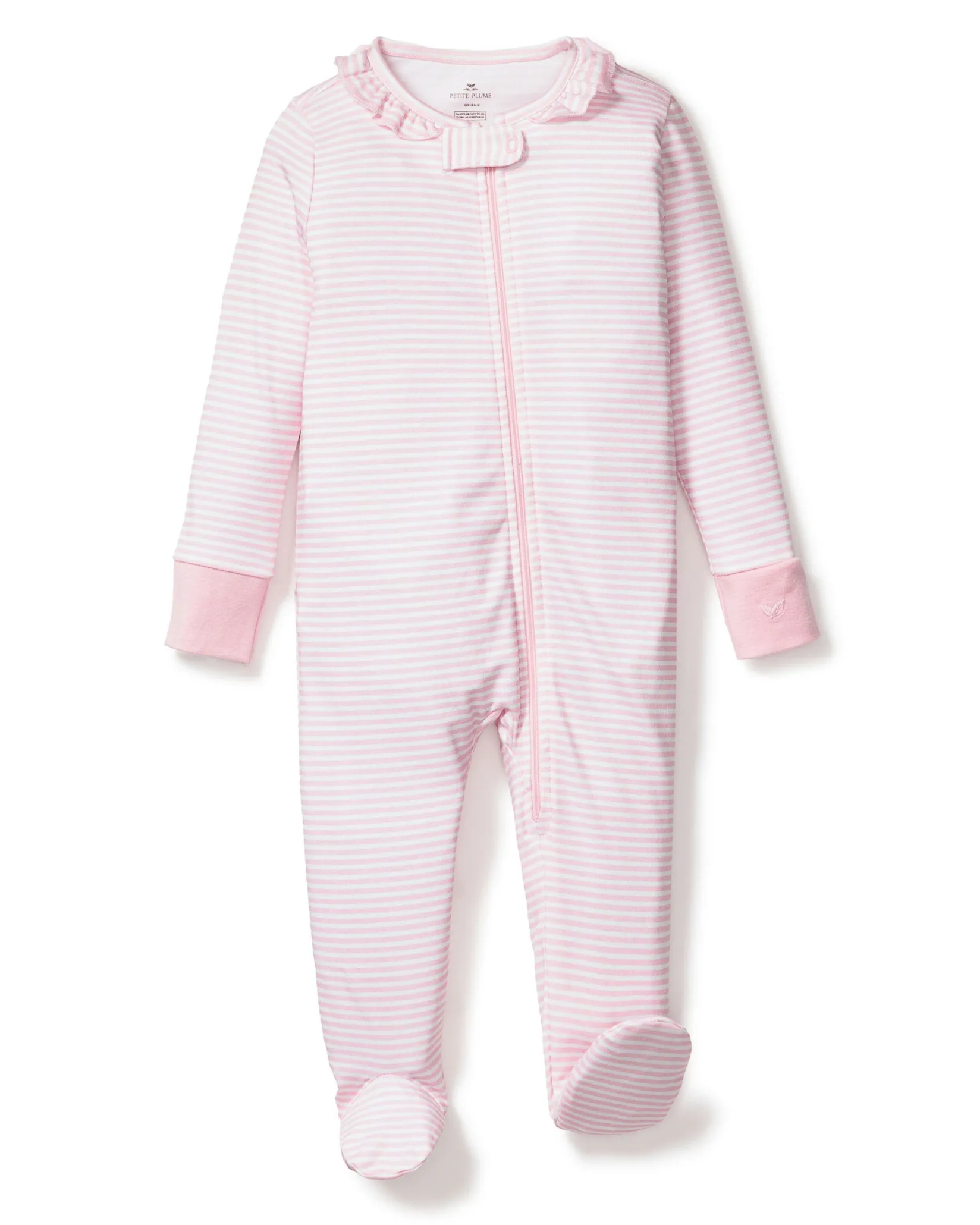Petite Plume Baby's Pima Ruffle Collar Romper in Cherry Orchard