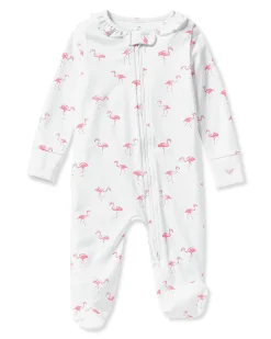 Petite Plume Baby's Pima Ruffle Collar Romper in Cherry Orchard
