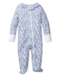 Petite Plume Baby's Pima Ruffle Collar Romper in Fleur D'Azur