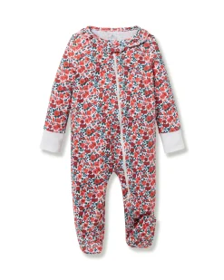 Petite Plume Baby's Pima Ruffle Collar Romper in Fleur D'Azur