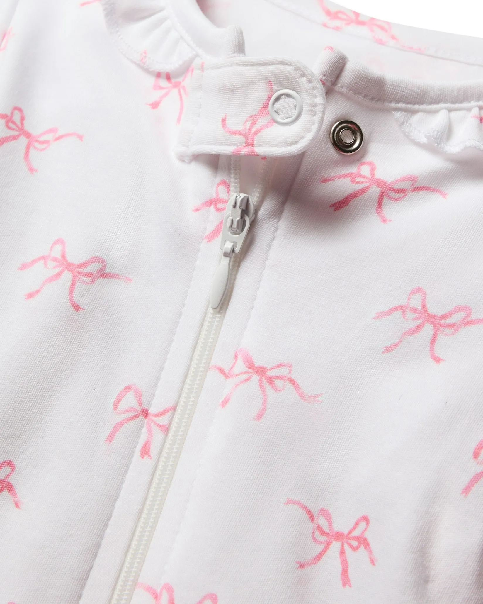 Petite Plume Baby's Pima Ruffle Collar Romper in Cherry Orchard
