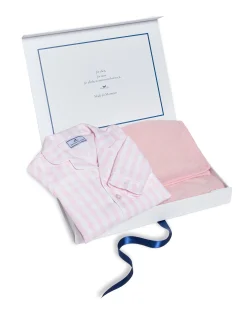 Petite Plume Baby's Pink Gingham Classic Romper & Cashmere Blanket Gift Set