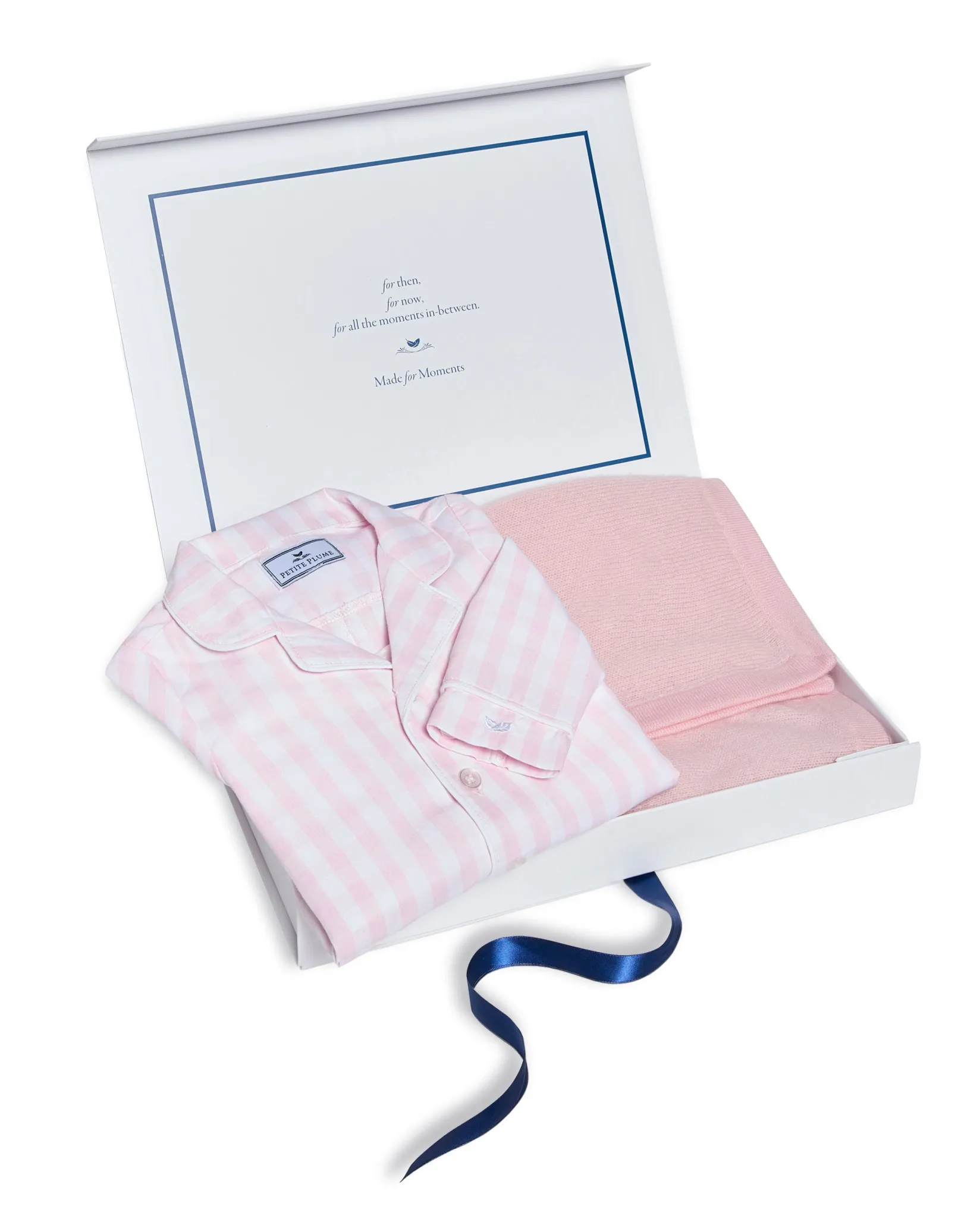 Petite Plume Baby's Pink Gingham Classic Romper & Cashmere Blanket Gift Set