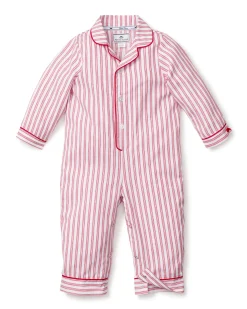 Petite Plume Baby's Twill Romper in Antique Red Ticking