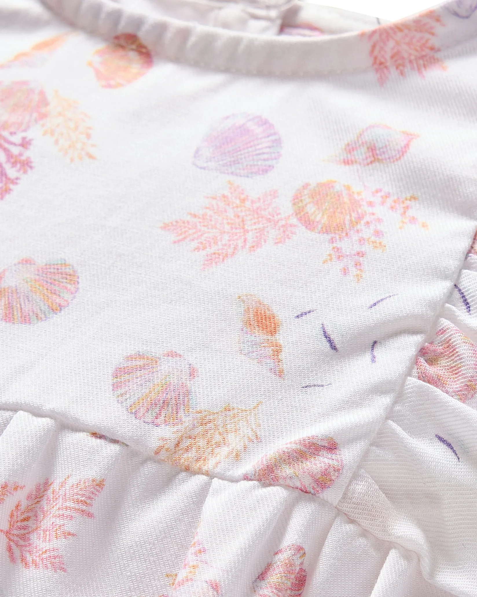 Petite Plume Baby's Twill Ruffled Romper in Seashell Splendor