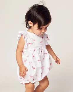 Petite Plume Baby's Twill Ruffled Romper in Seashell Splendor