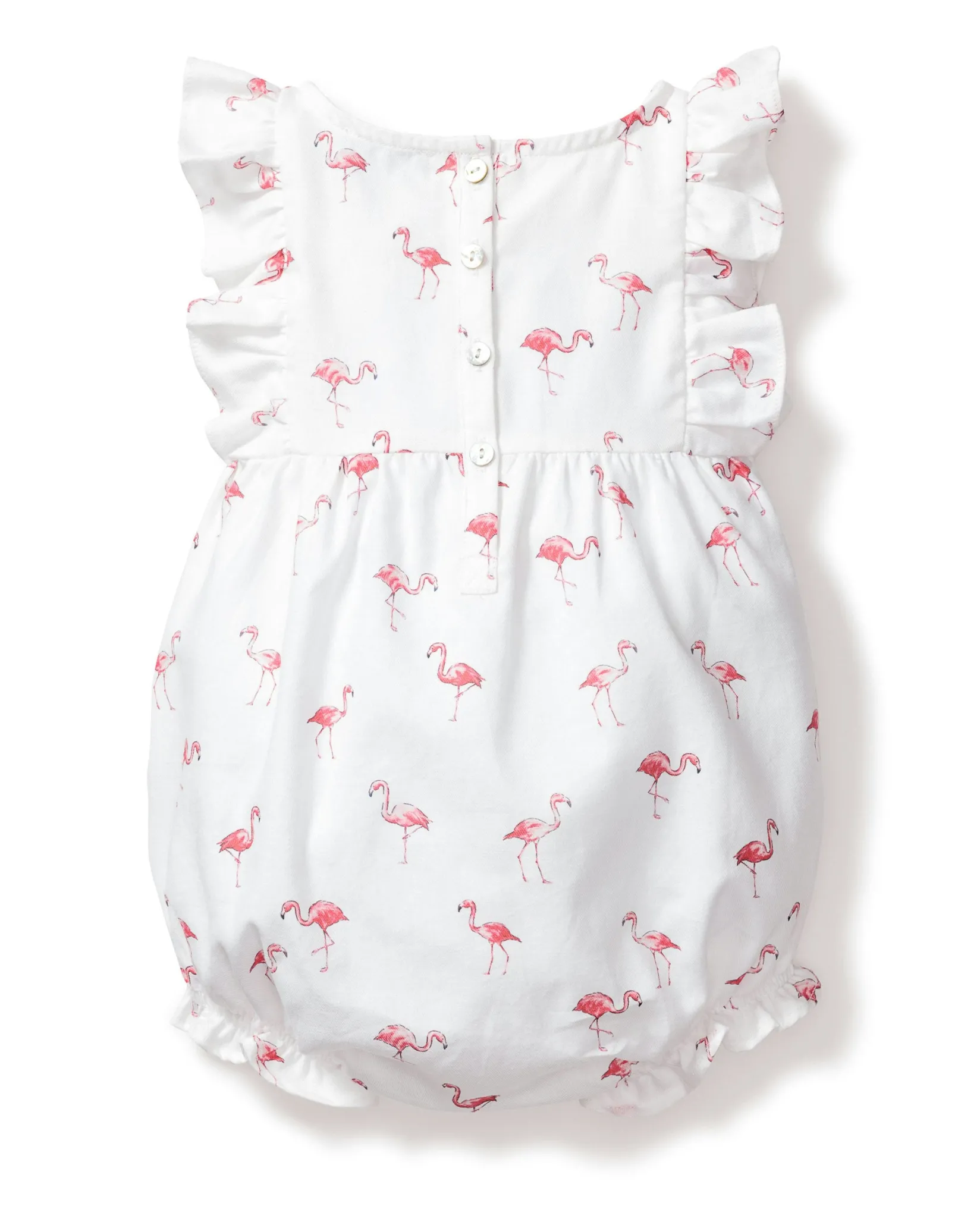 Petite Plume Baby's Twill Ruffled Romper in Seashell Splendor