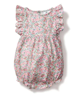 Petite Plume Baby's Twill Ruffled Romper in Fleur D'Azur