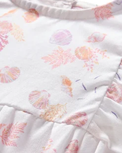 Petite Plume Baby's Twill Ruffled Romper in Flamingos