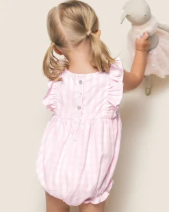 Petite Plume Baby's Twill Ruffled Romper in Pink Gingham