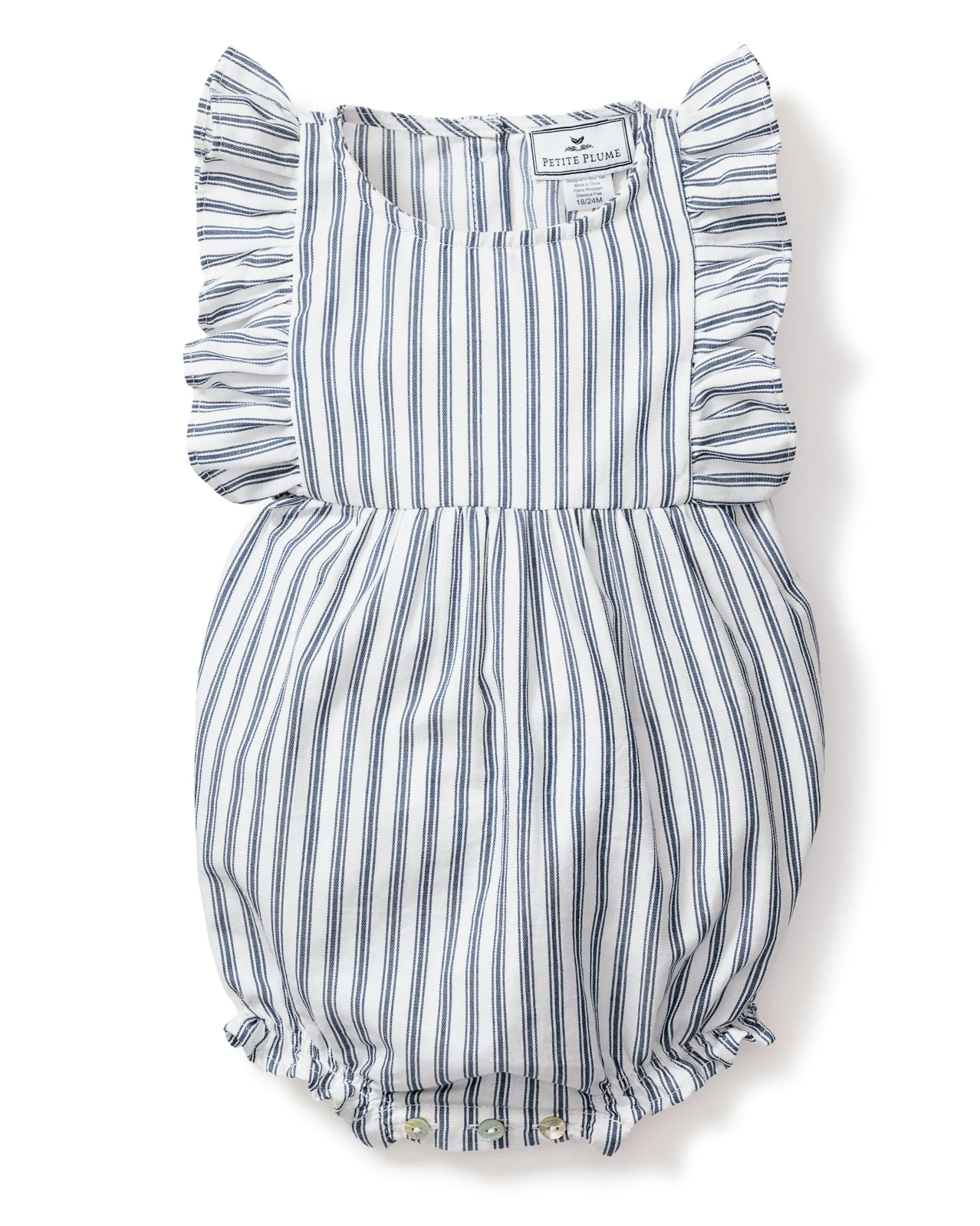 Petite Plume Baby's Twill Ruffled Romper in