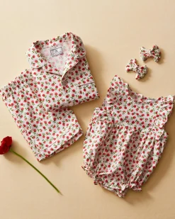 Petite Plume Baby's Twill Ruffled Romper in