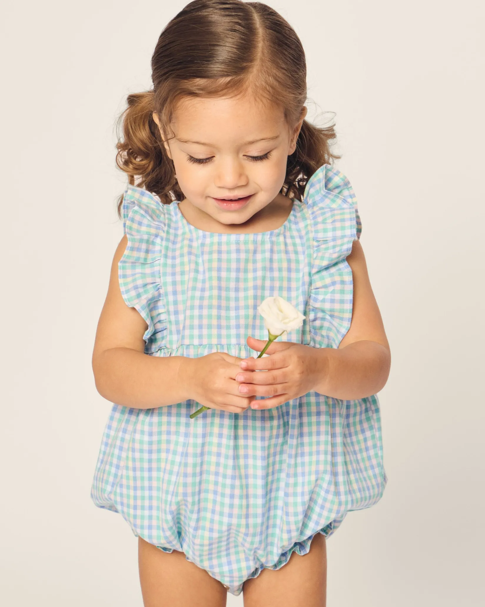 Petite Plume Baby's Twill Ruffled Romper in