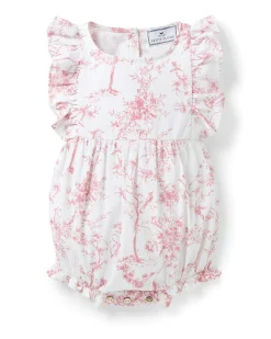 Petite Plume Baby's Twill Ruffled Romper in Timeless Toile