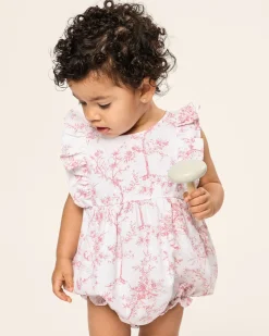 Petite Plume Baby's Twill Ruffled Romper in Timeless Toile