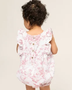 Petite Plume Baby's Twill Ruffled Romper in Timeless Toile