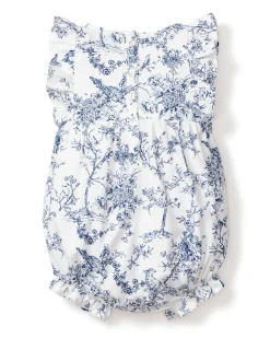 Petite Plume Baby's Twill Ruffled Romper in Pink Timeless Toile