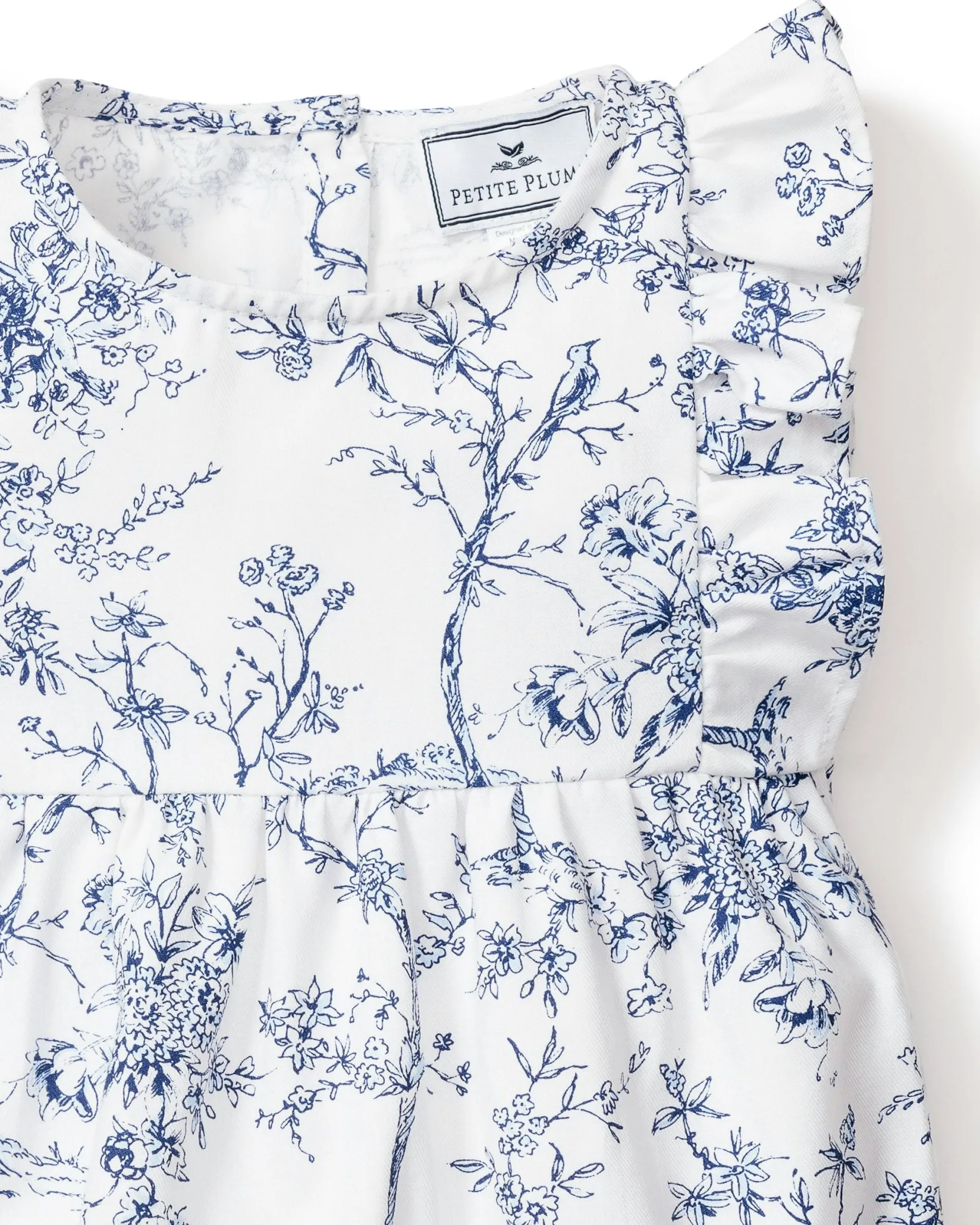 Petite Plume Baby's Twill Ruffled Romper in Pink Timeless Toile
