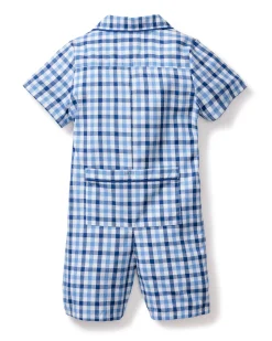 Petite Plume Baby's Twill Summer Romper in Navy Gingham