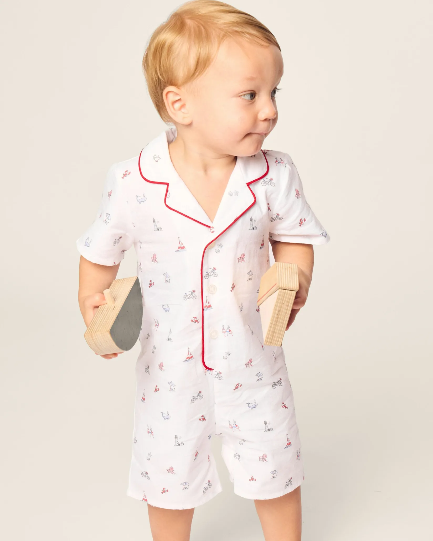 Petite Plume Baby's Twill Summer Romper in Coastal Charms
